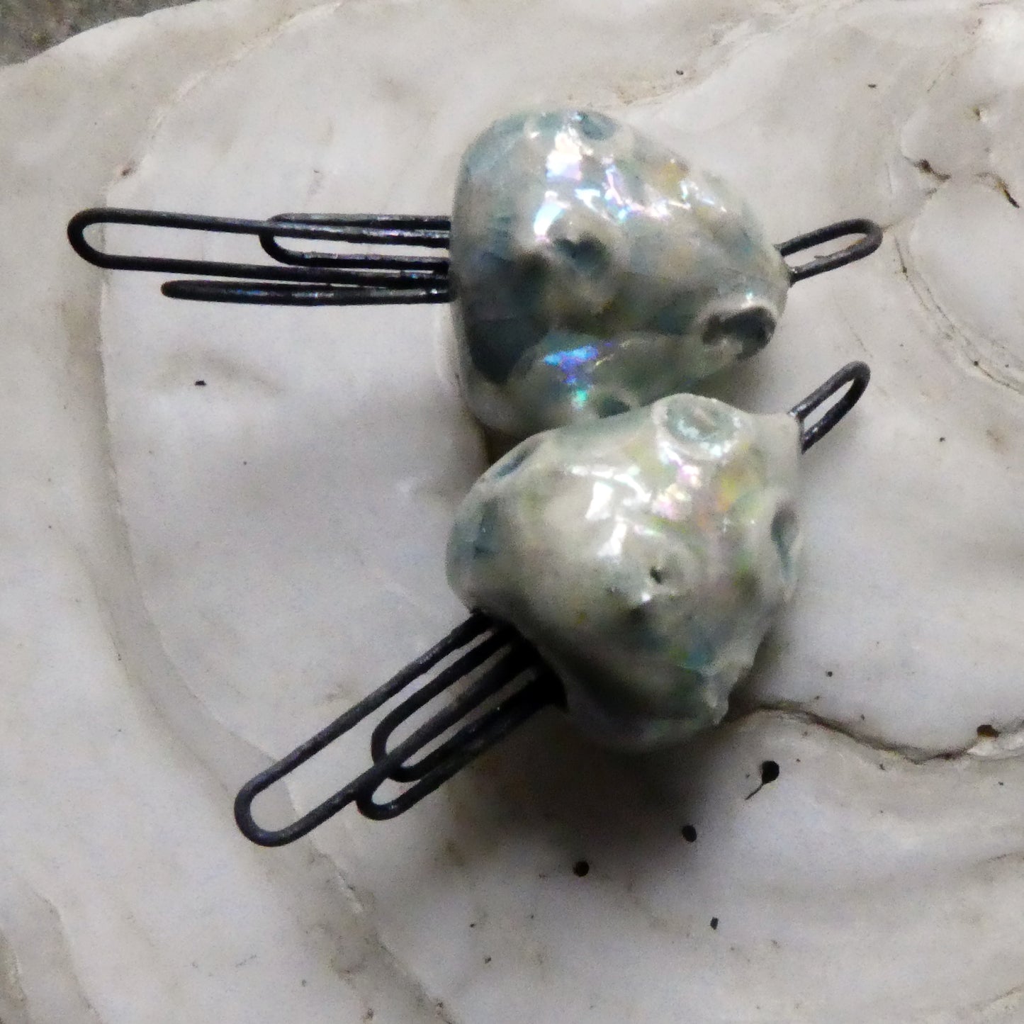 Ceramic Lustrous Sea Creature Earring Connectors - Water