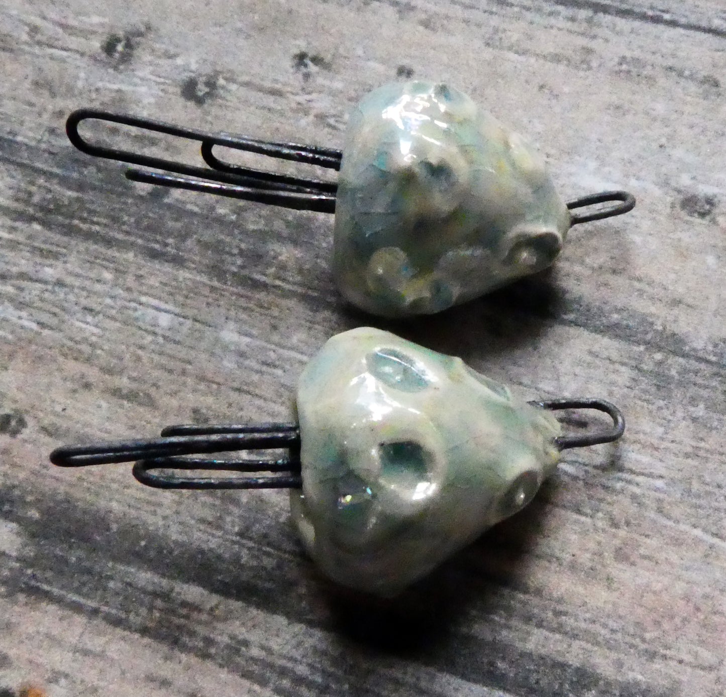Ceramic Lustrous Sea Creature Earring Connectors - Water