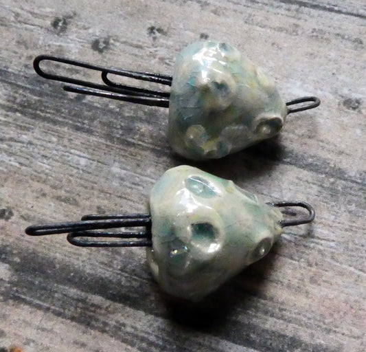 Ceramic Lustrous Sea Creature Earring Connectors - Water