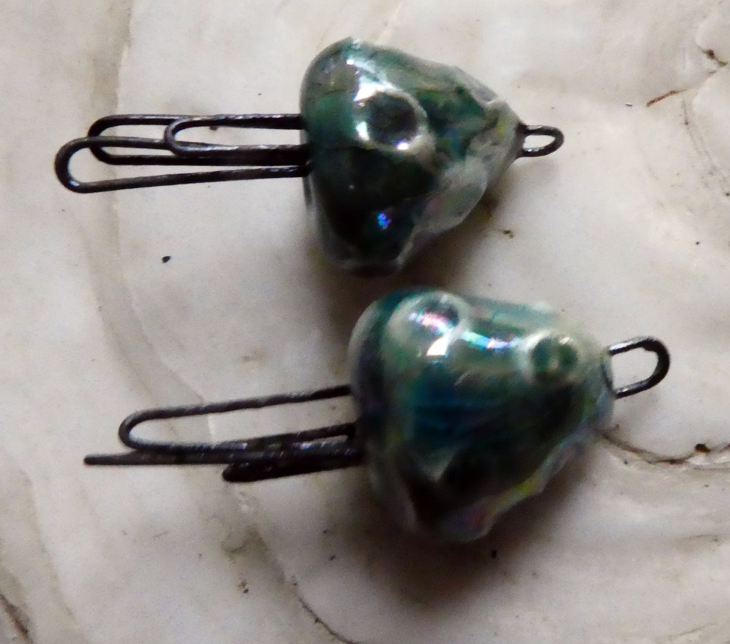 Ceramic Lustrous Sea Creature Earring Connectors - Oriental Blue