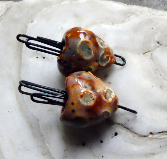Ceramic Sea Creature Earring Connectors - Amber Ash