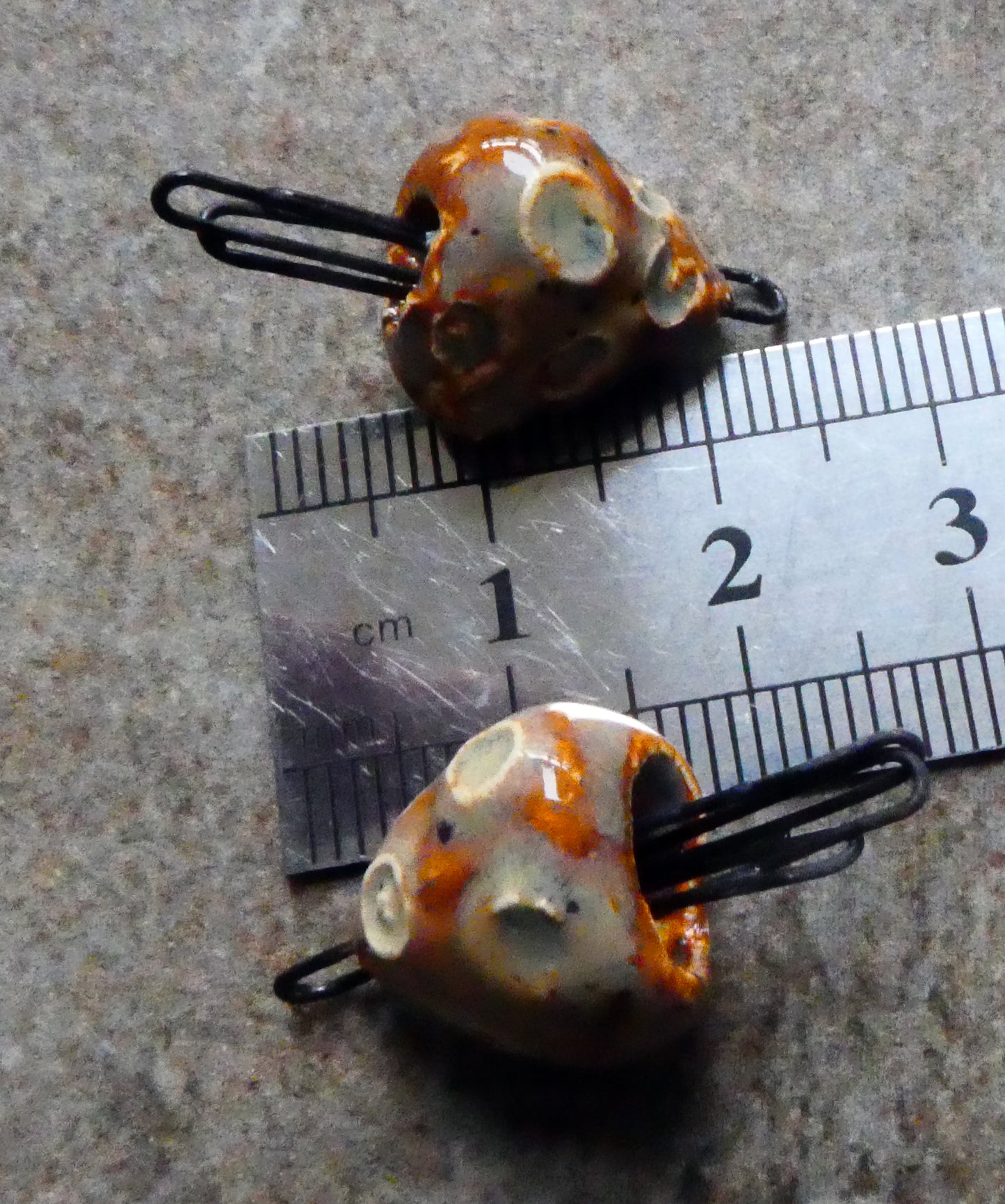 Ceramic Sea Creature Earring Connectors - Amber Ash