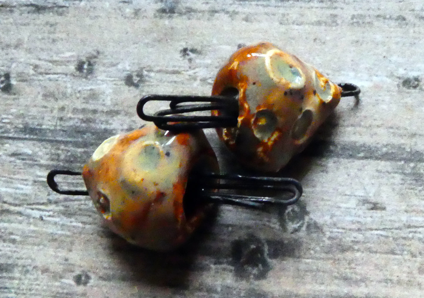 Ceramic Sea Creature Earring Connectors - Amber Ash
