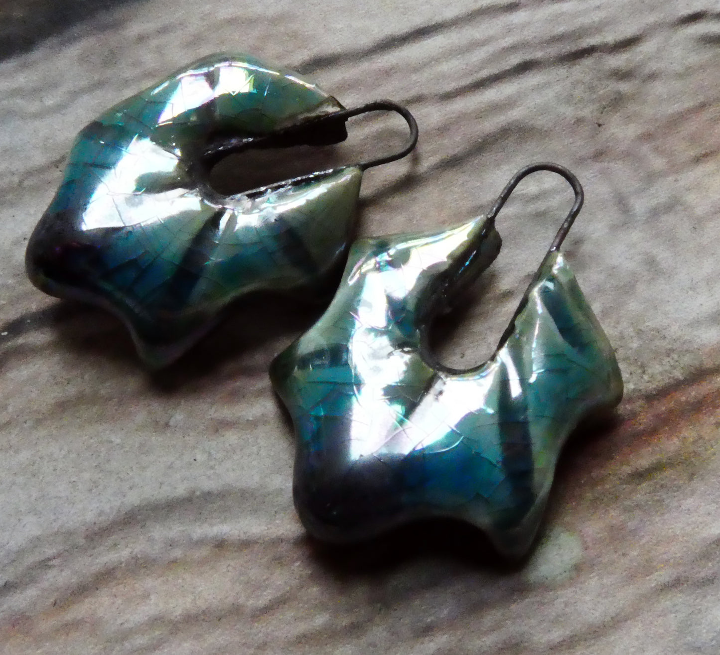 Ceramic Lustrous Star Shell Earring Charms - Oriental Blue