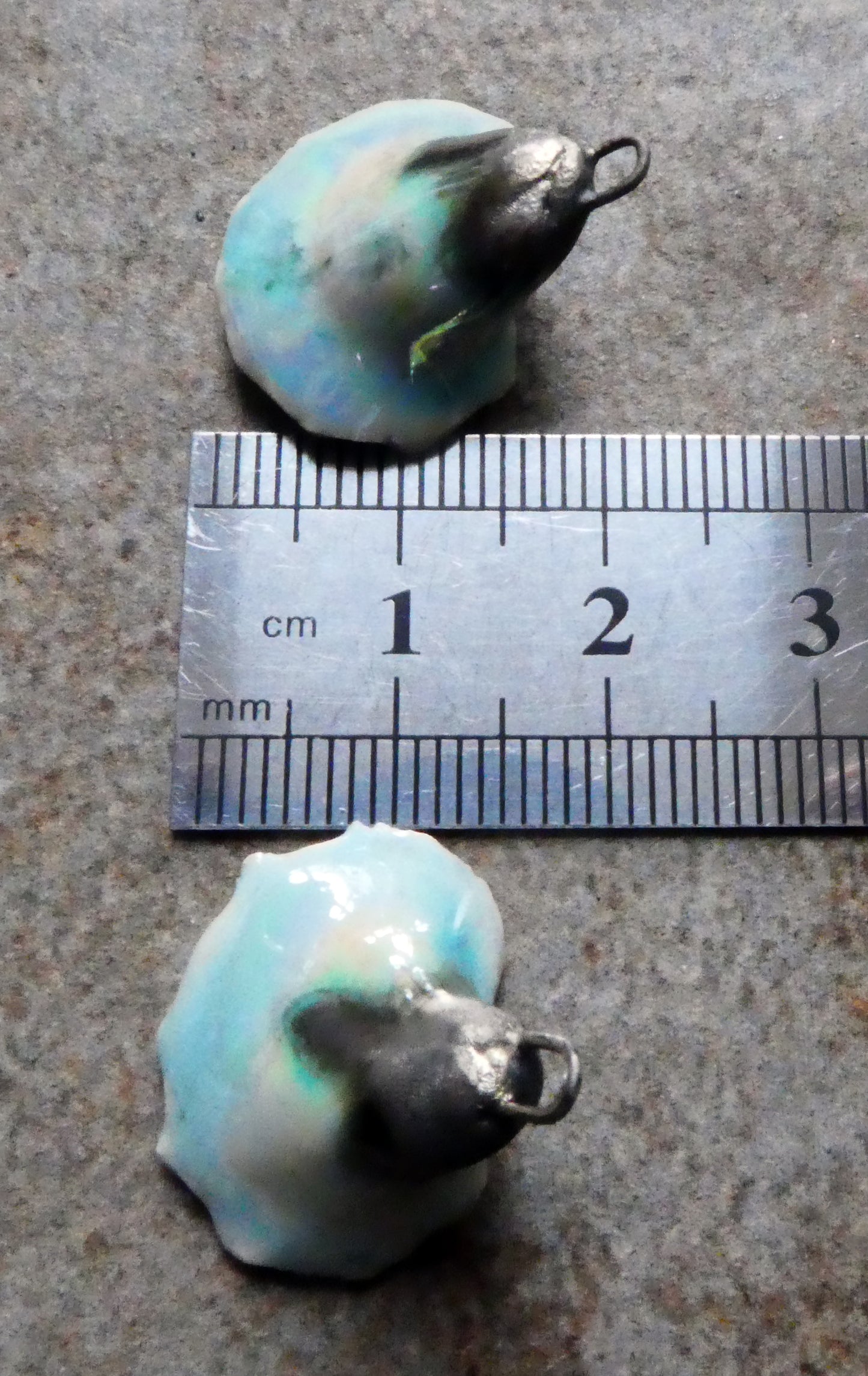 Ceramic Lustrous Trumpet Shell Earring Charms - Larimar