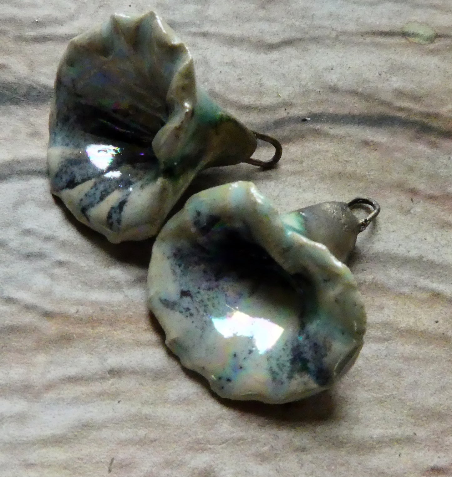 Ceramic Lustrous Trumpet Shell Earring Charms - Mistral