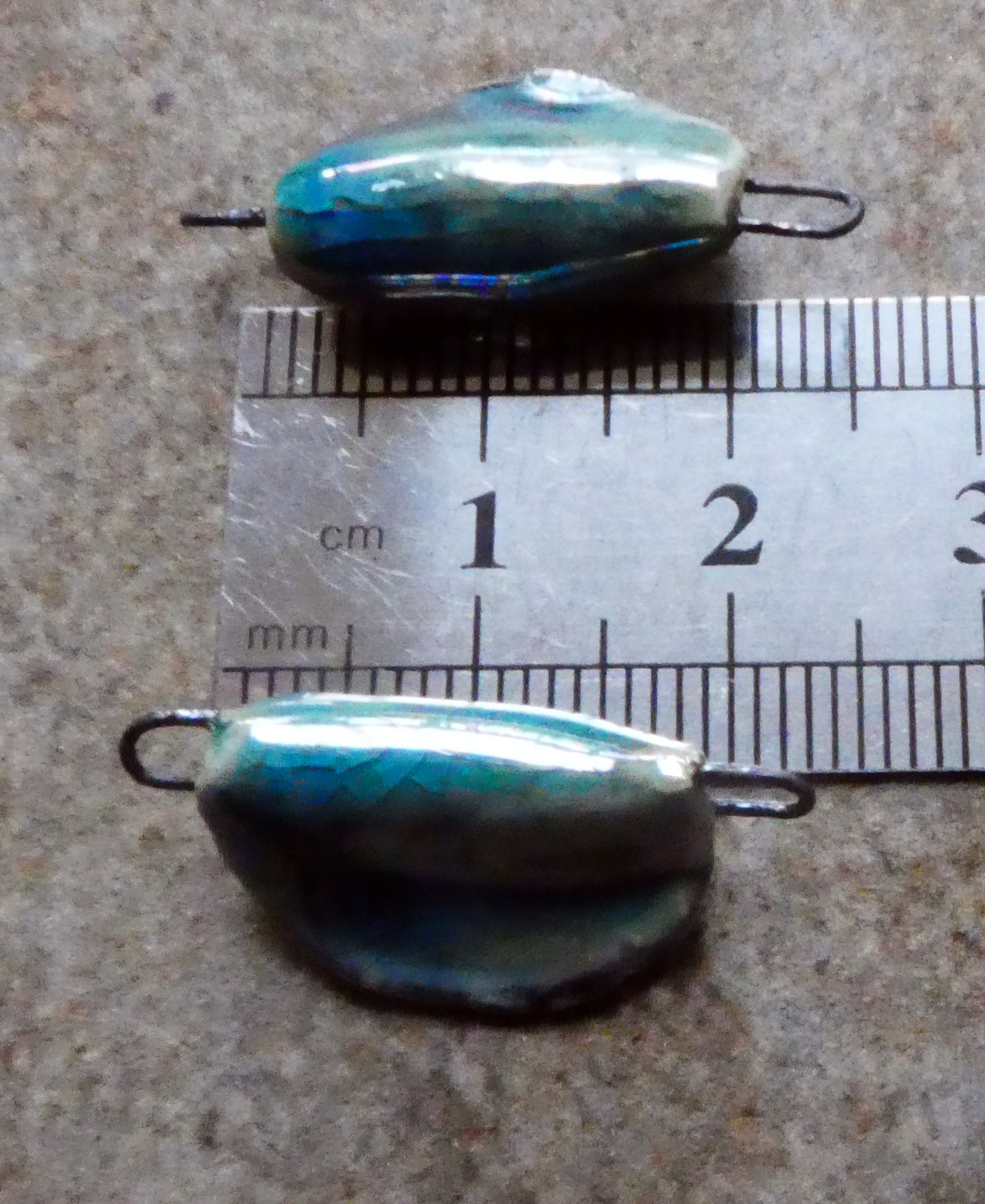 Ceramic Lustrous Black-Lipped Shell Earring Connectors - Oriental Blue
