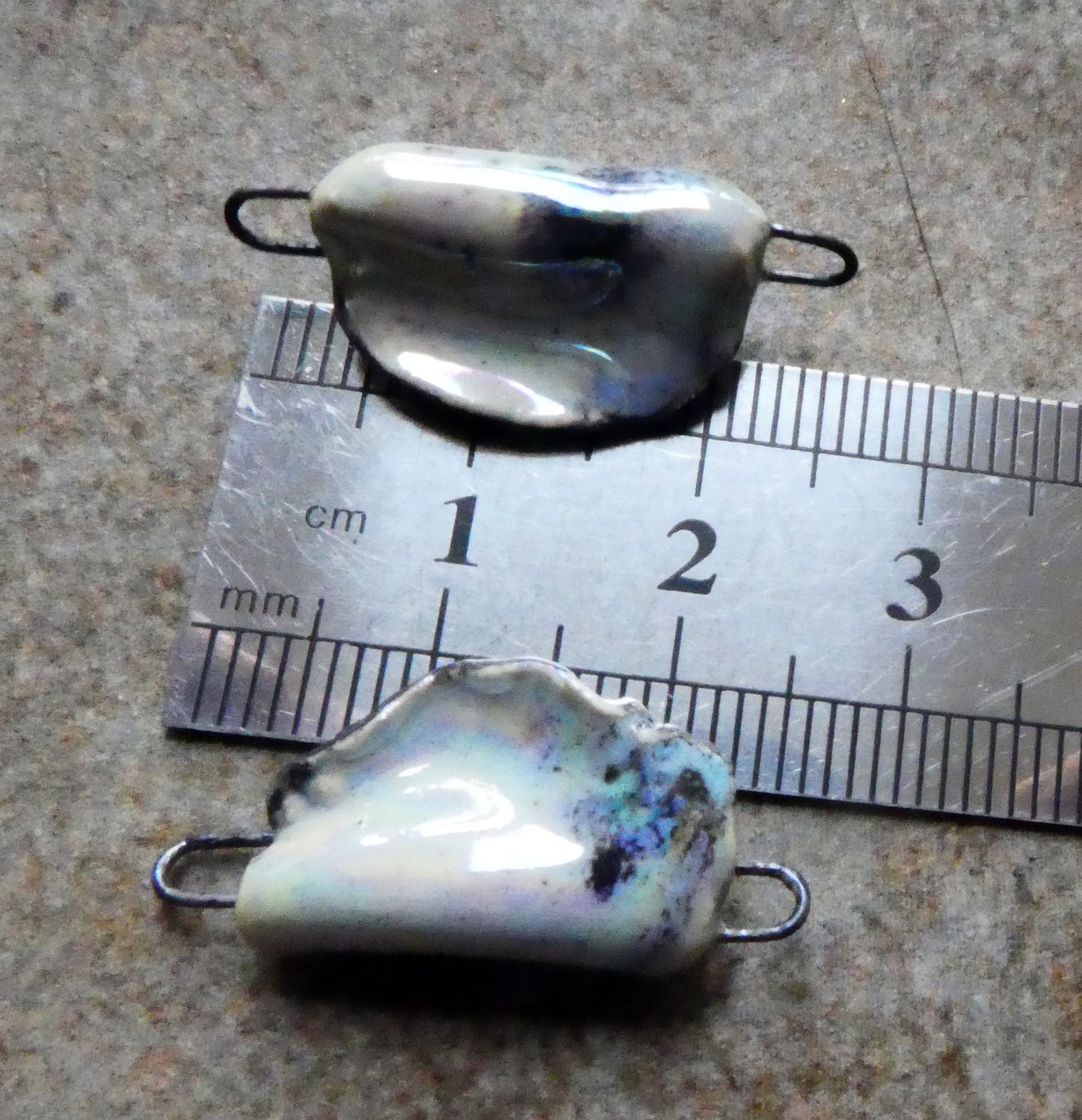 Ceramic Lustrous Black-Lipped Shell Earring Connectors -Mistral