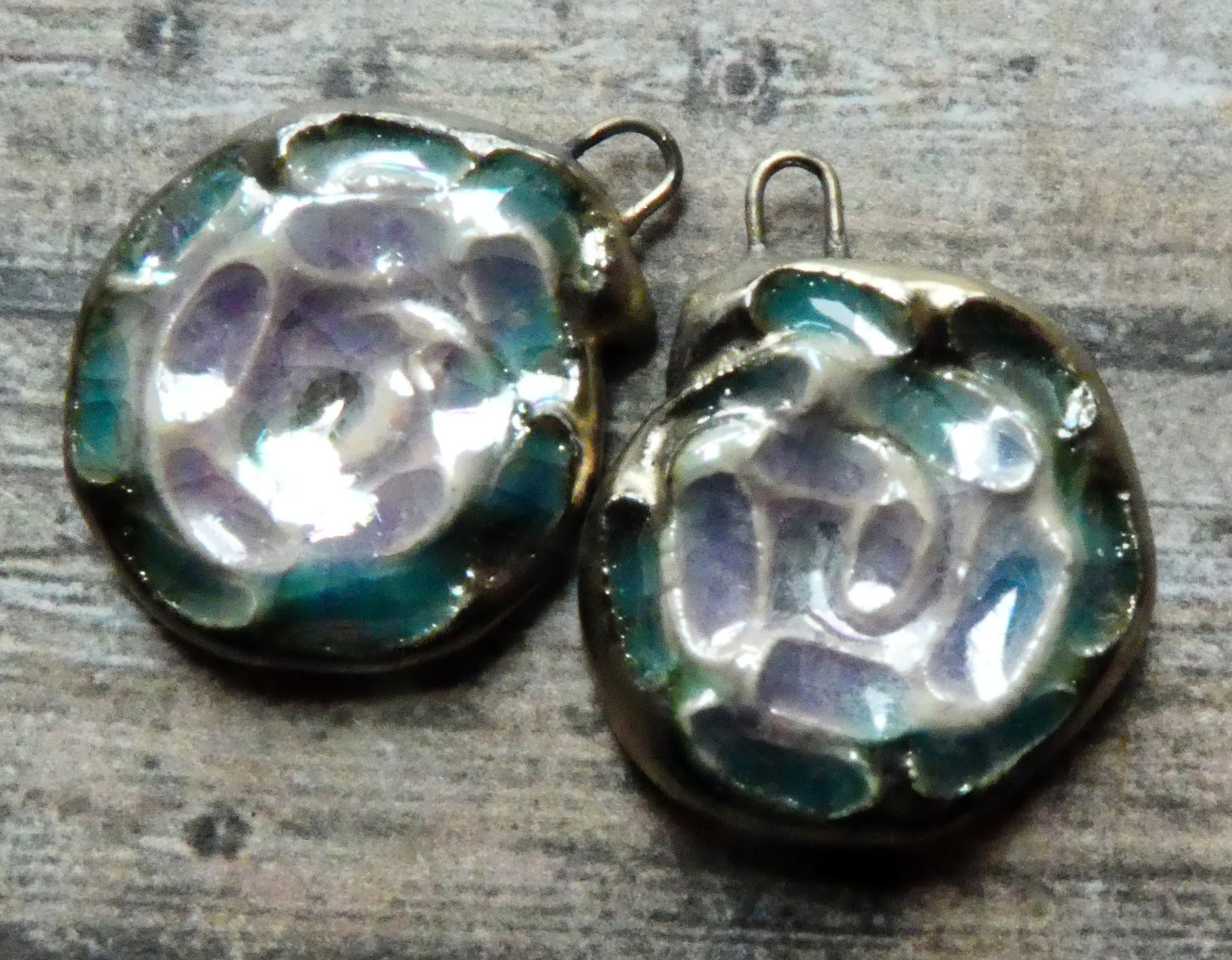 Ceramic Lustrous Nautilus Shell Earring Charms - Amethyst