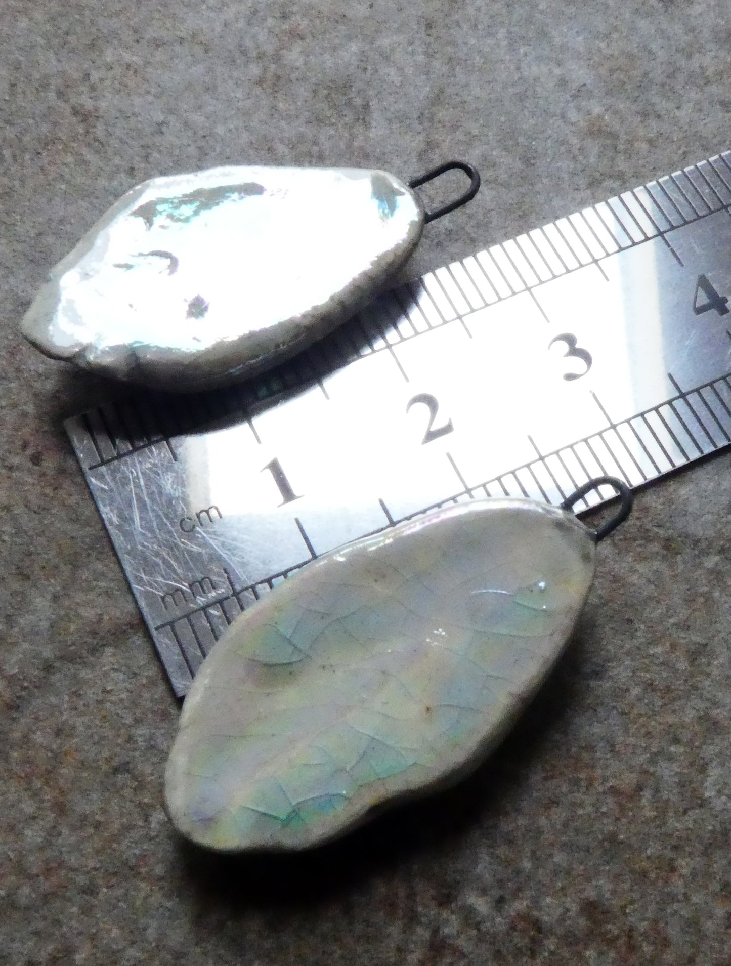 Ceramic Silvery Pebble Earring Charms - Water