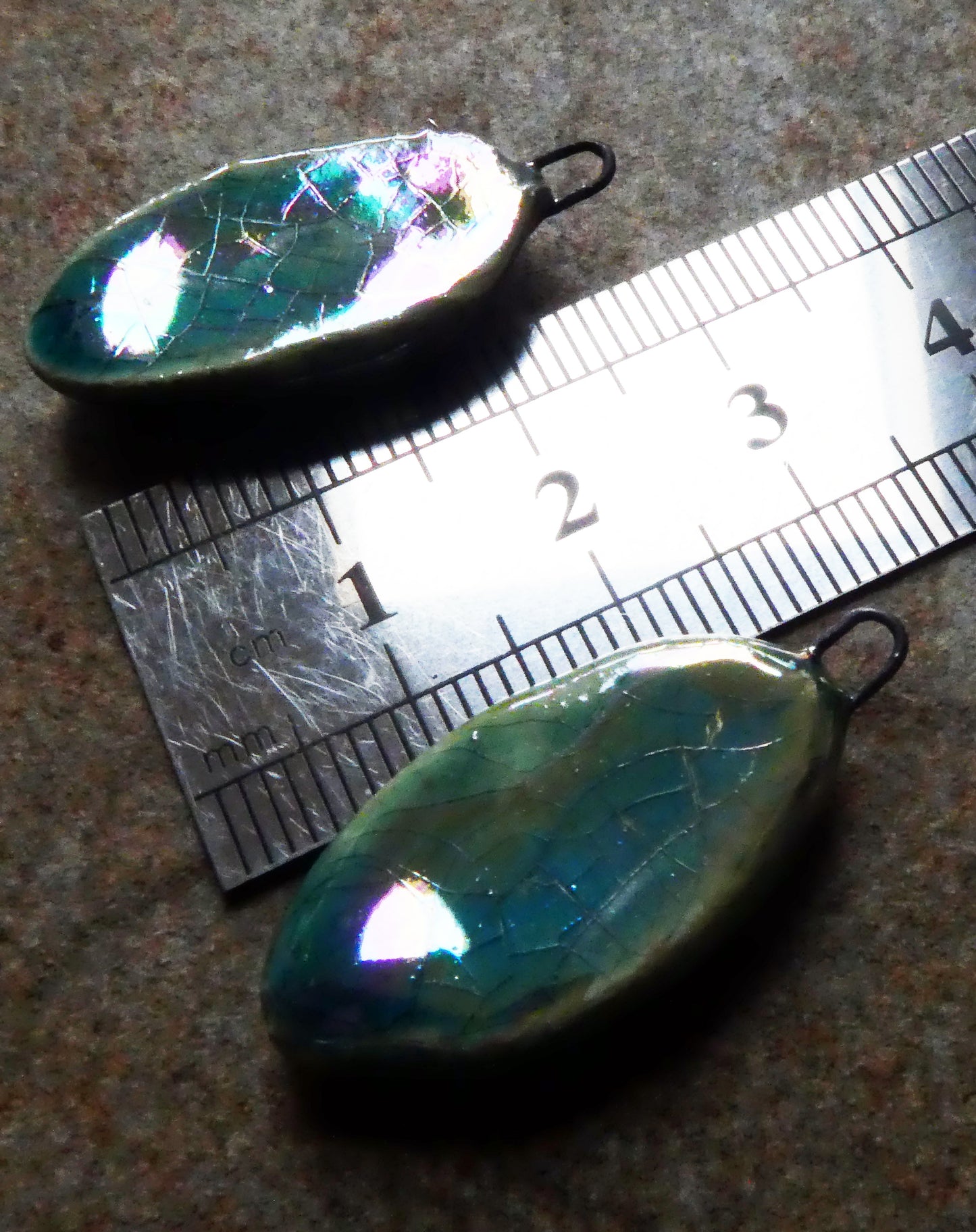 Ceramic Silvery Pebble Earring Charms - Oriental Blue