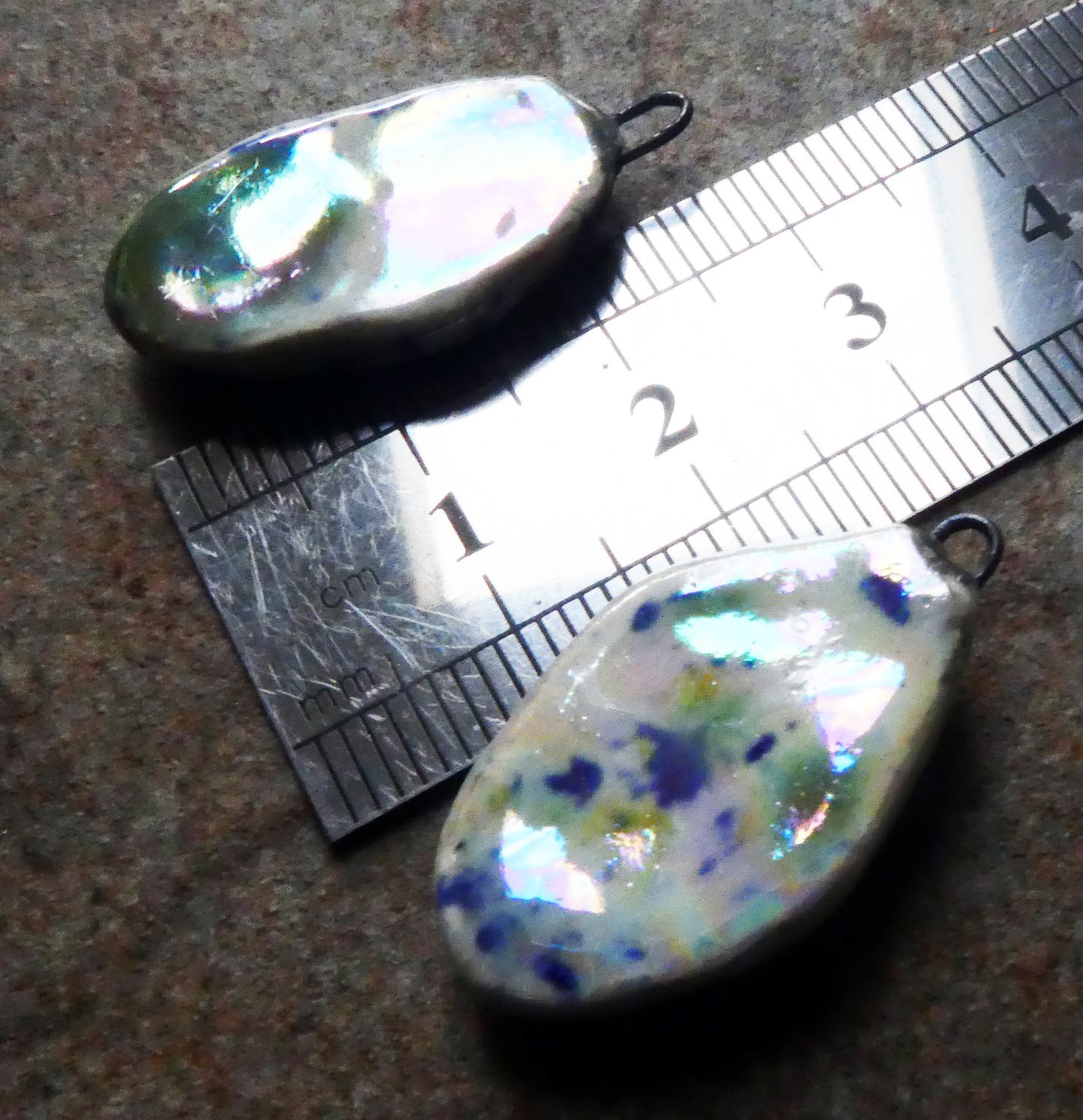 Ceramic Silvery Pebble Earring Charms - Seawind