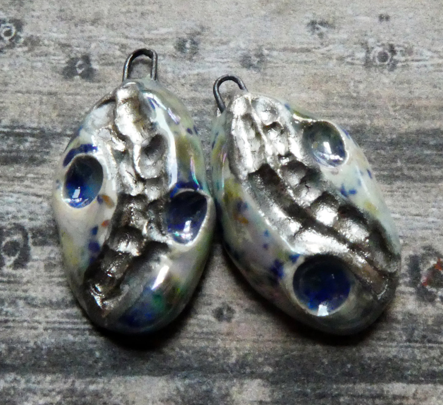 Ceramic Silvery Pebble Earring Charms - Seawind