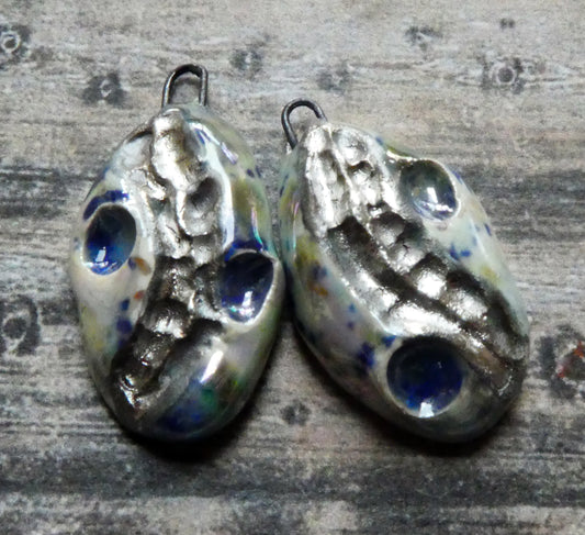 Ceramic Silvery Pebble Earring Charms - Seawind