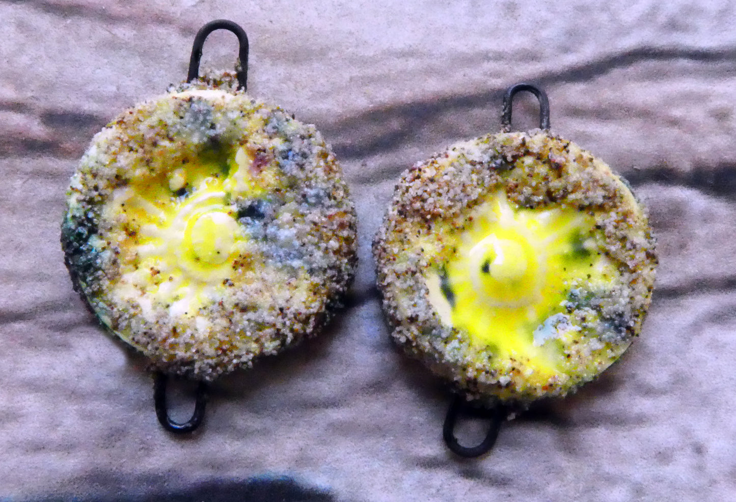 Ceramic Sandy Ammonite Connectors- Bright Chartreuse