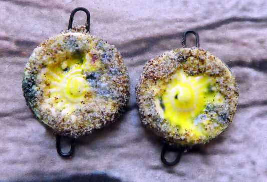 Ceramic Sandy Ammonite Connectors- Bright Chartreuse