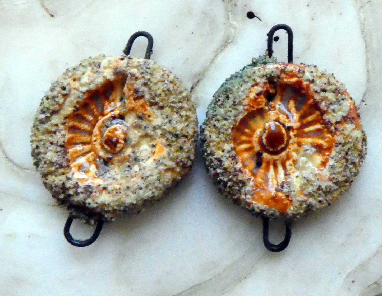 Ceramic Sandy Ammonite Connectors- Amber Ash
