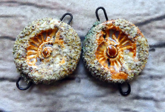 Ceramic Sandy Ammonite Connectors- Amber Ash