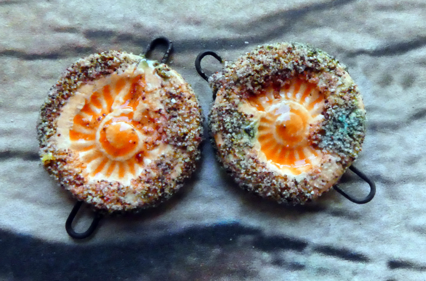 Ceramic Sandy Ammonite Connectors- Wildfire