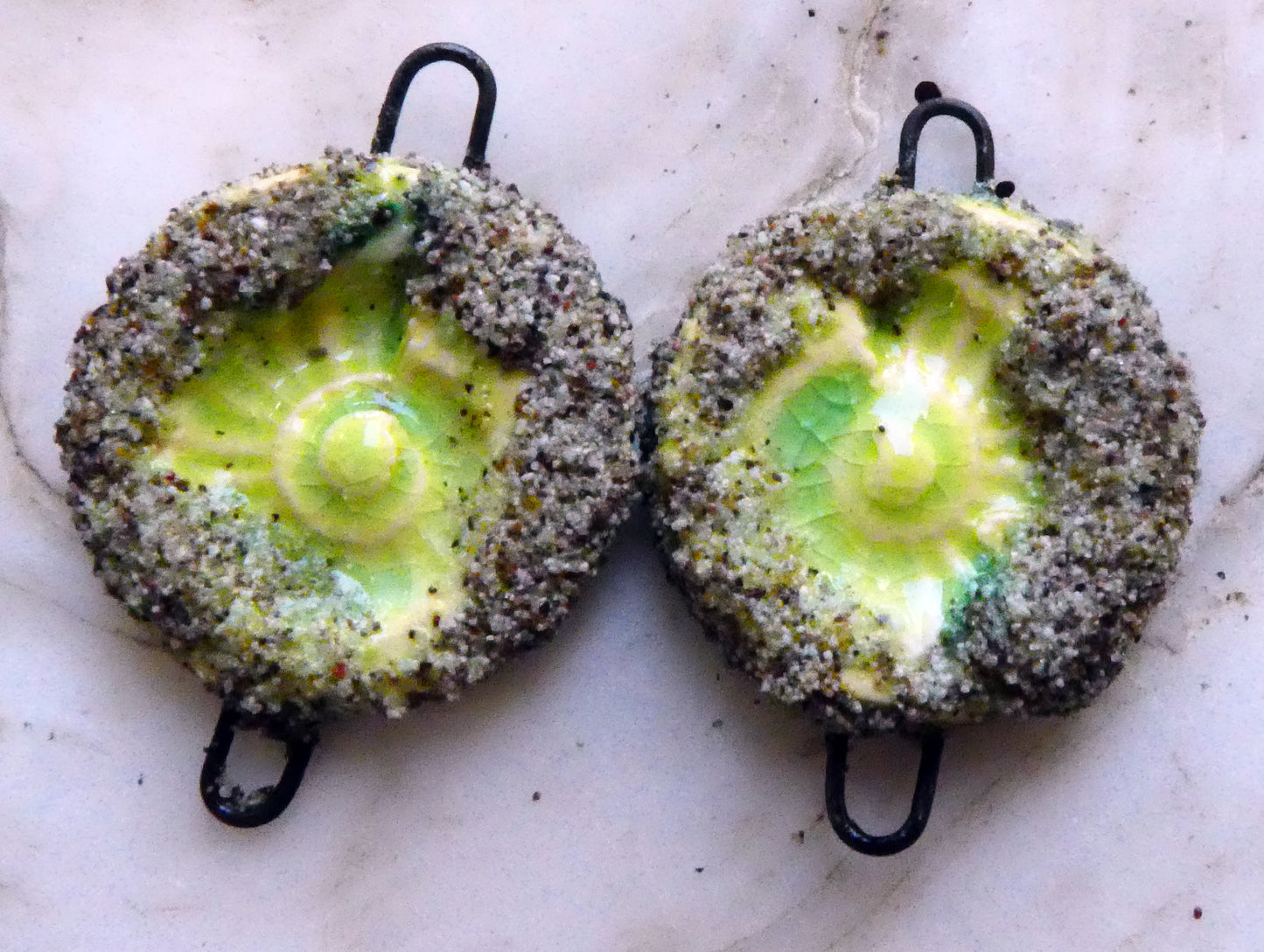 Ceramic Sandy Ammonite Connectors- Lime