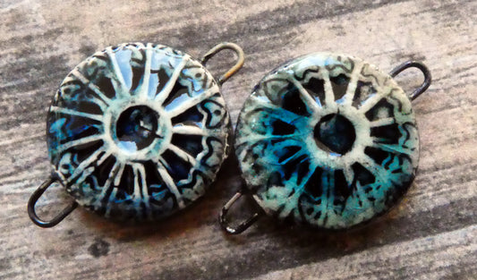 Ceramic Textured Disc Connectors- Topaz