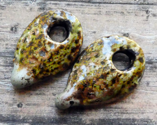Ceramic Urchin Pointy Charms- Spotted Malachite