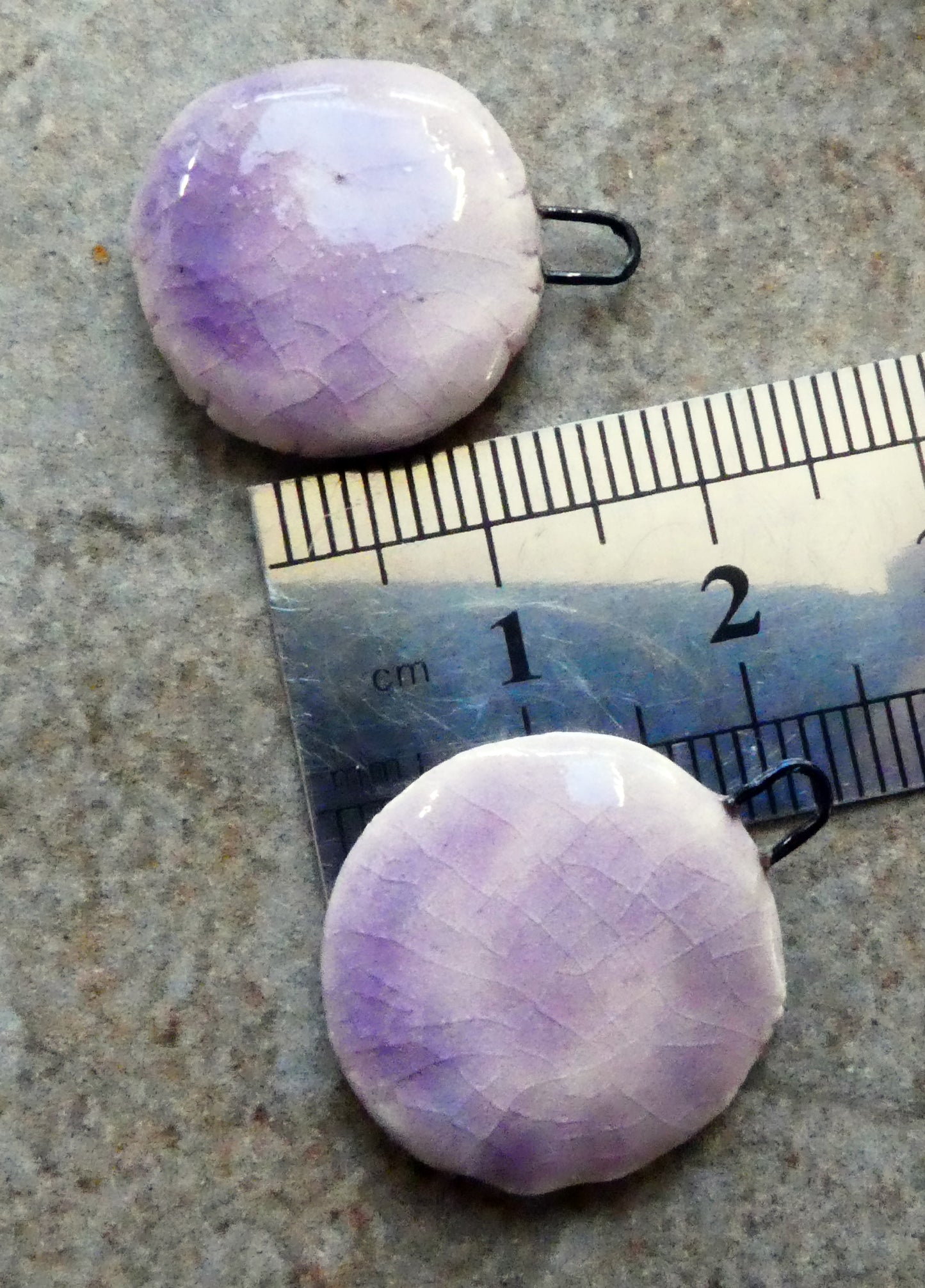 Ceramic Flat Flower Charms - Amethyst