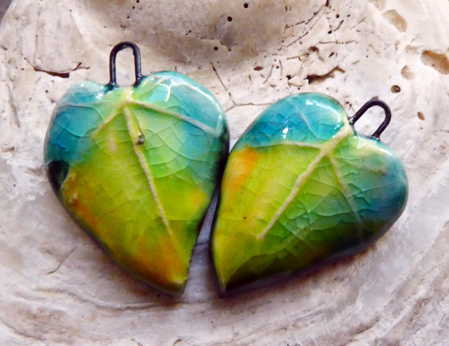 Ceramic Super Slim Spring Leaf Earring Charms #9
