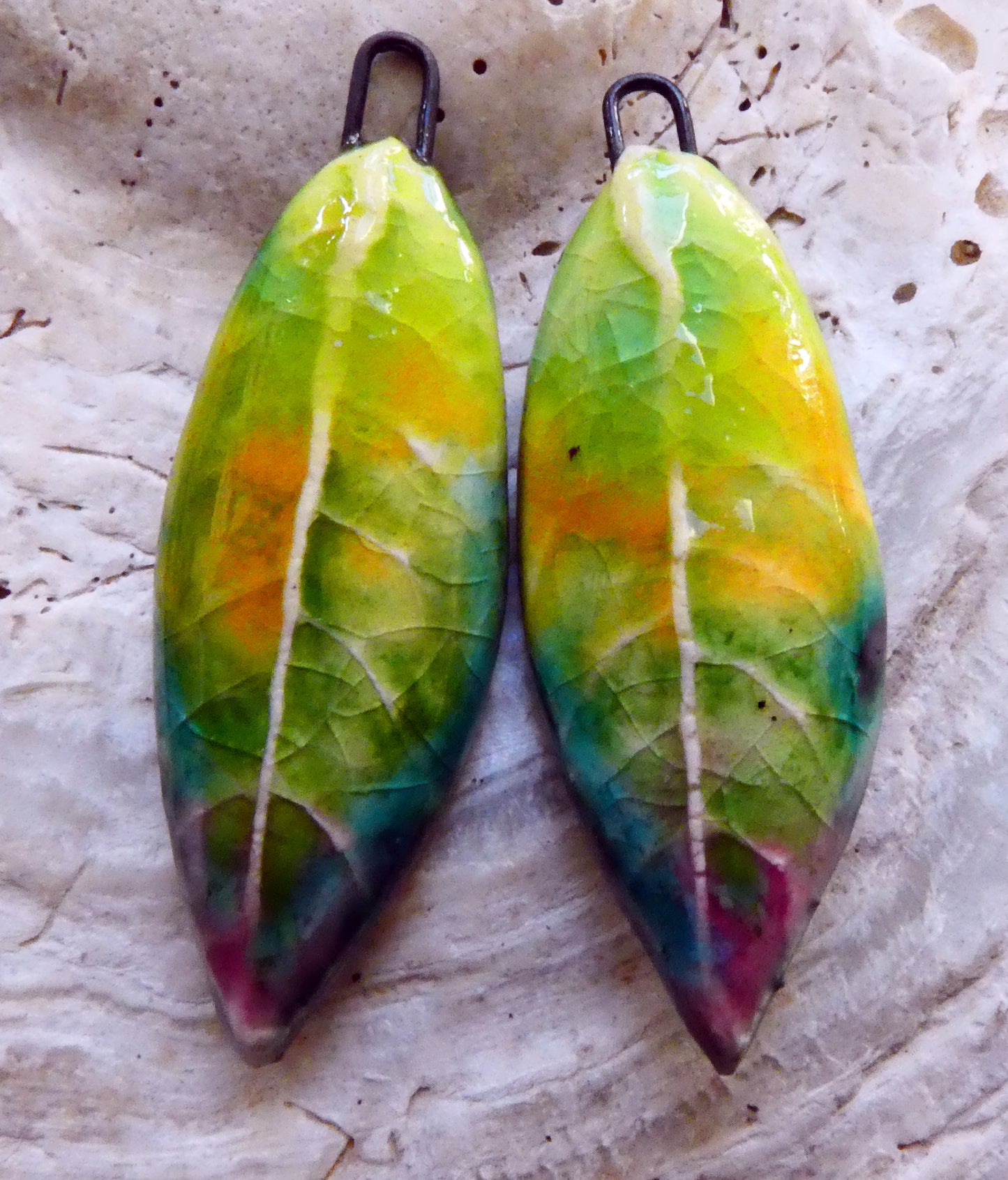 Ceramic Super Slim Spring Leaf Earring Charms #10