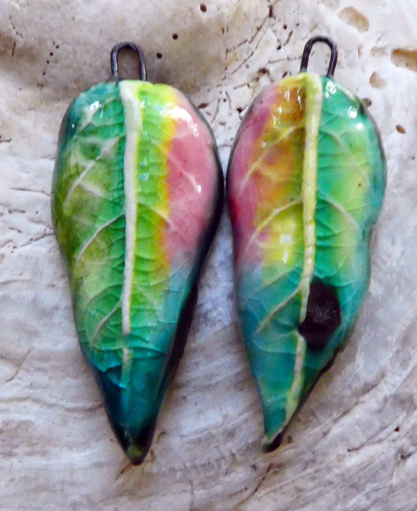 Ceramic Super Slim Spring Leaf Earring Charms #11