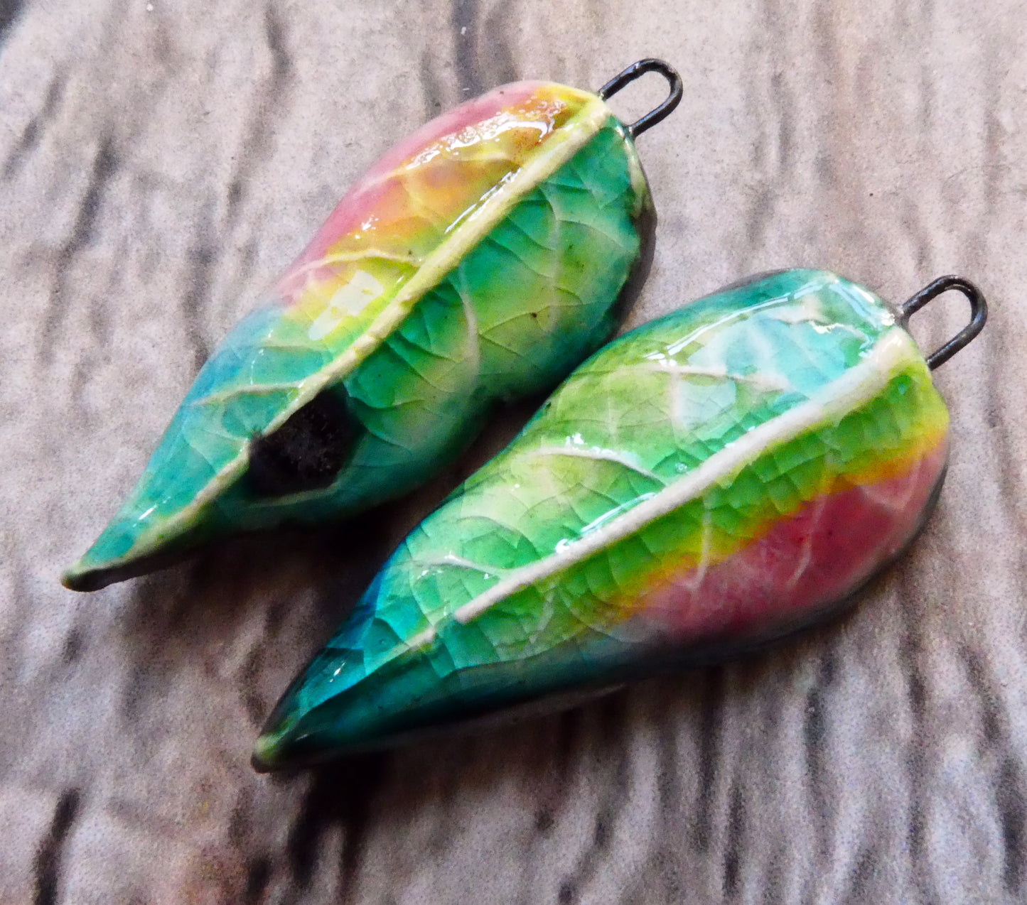 Ceramic Super Slim Spring Leaf Earring Charms #11