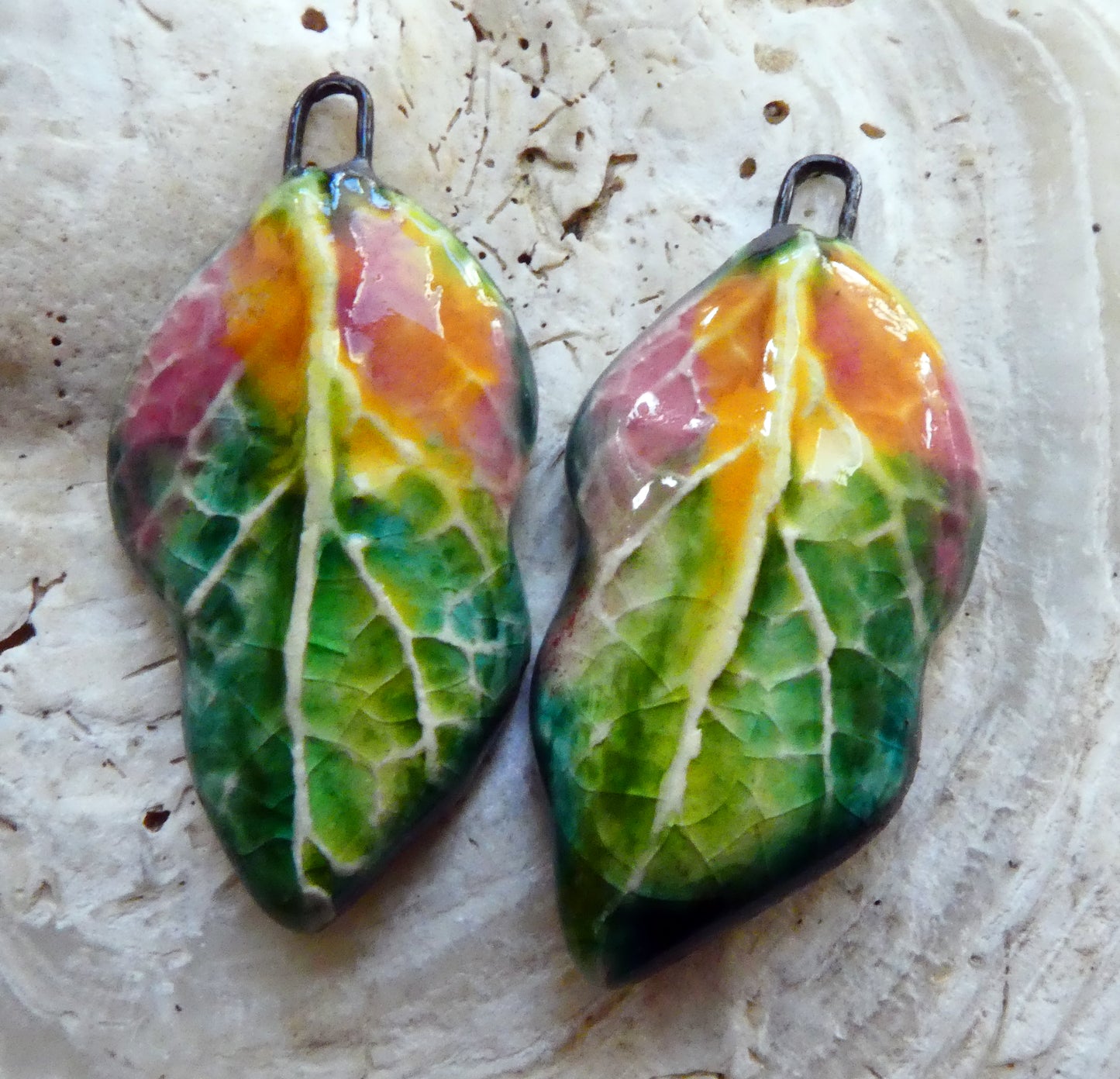 Ceramic Super Slim Spring Leaf Earring Charms #13