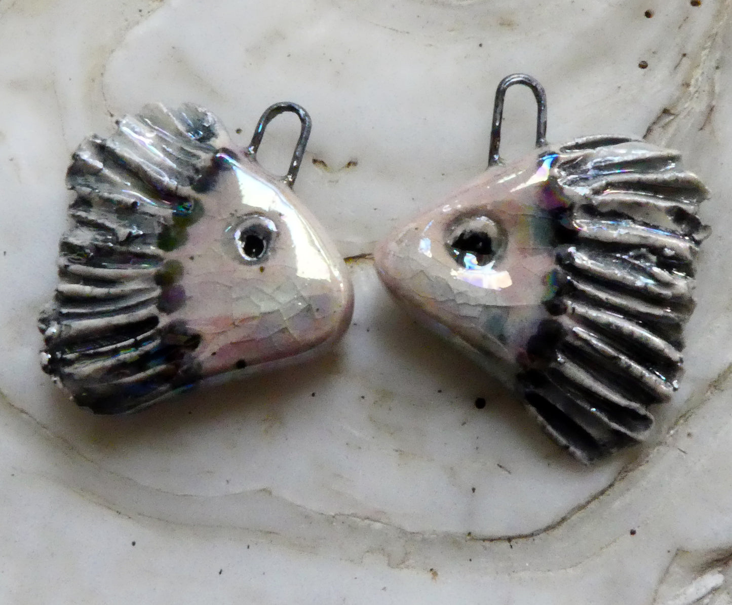 Ceramic Lustrous Angel Fish Earring Charms - Orchid