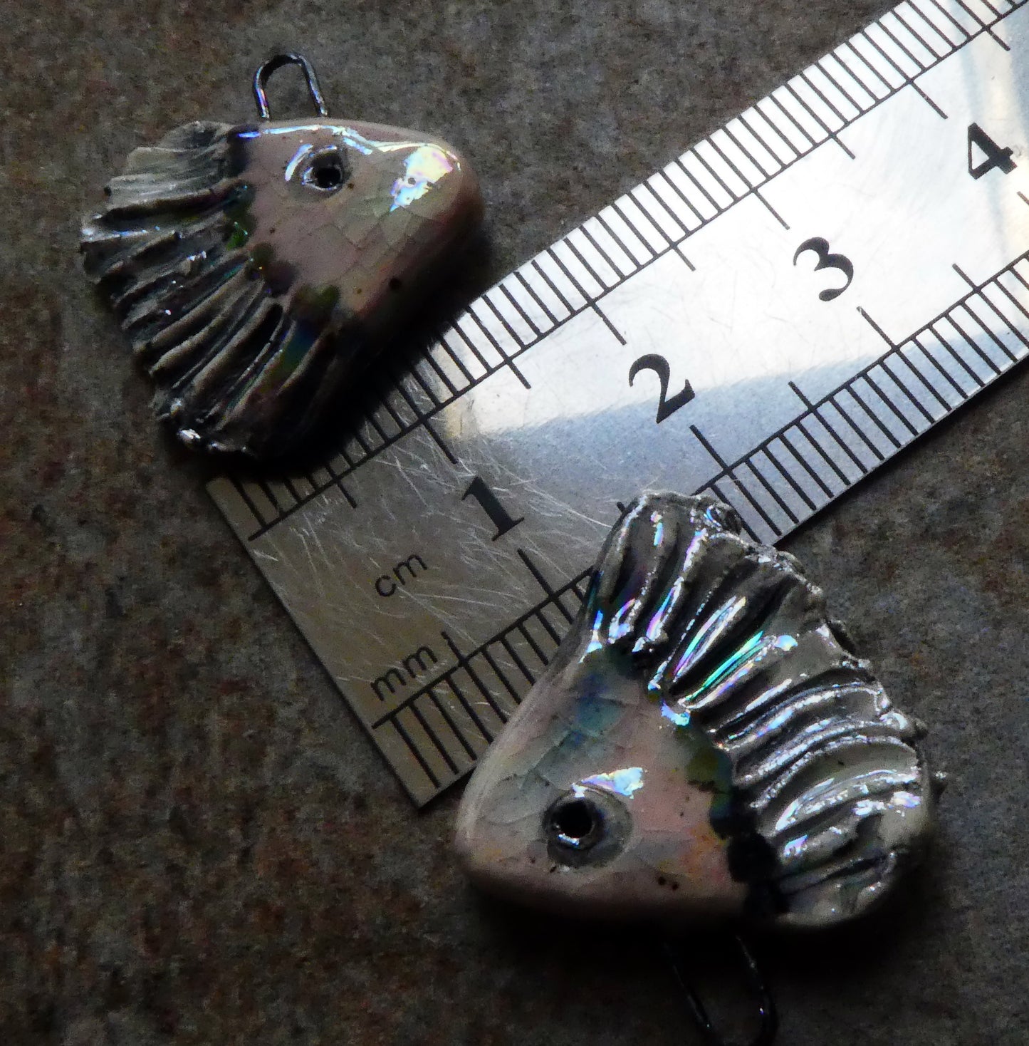 Ceramic Lustrous Angel Fish Earring Charms - Orchid