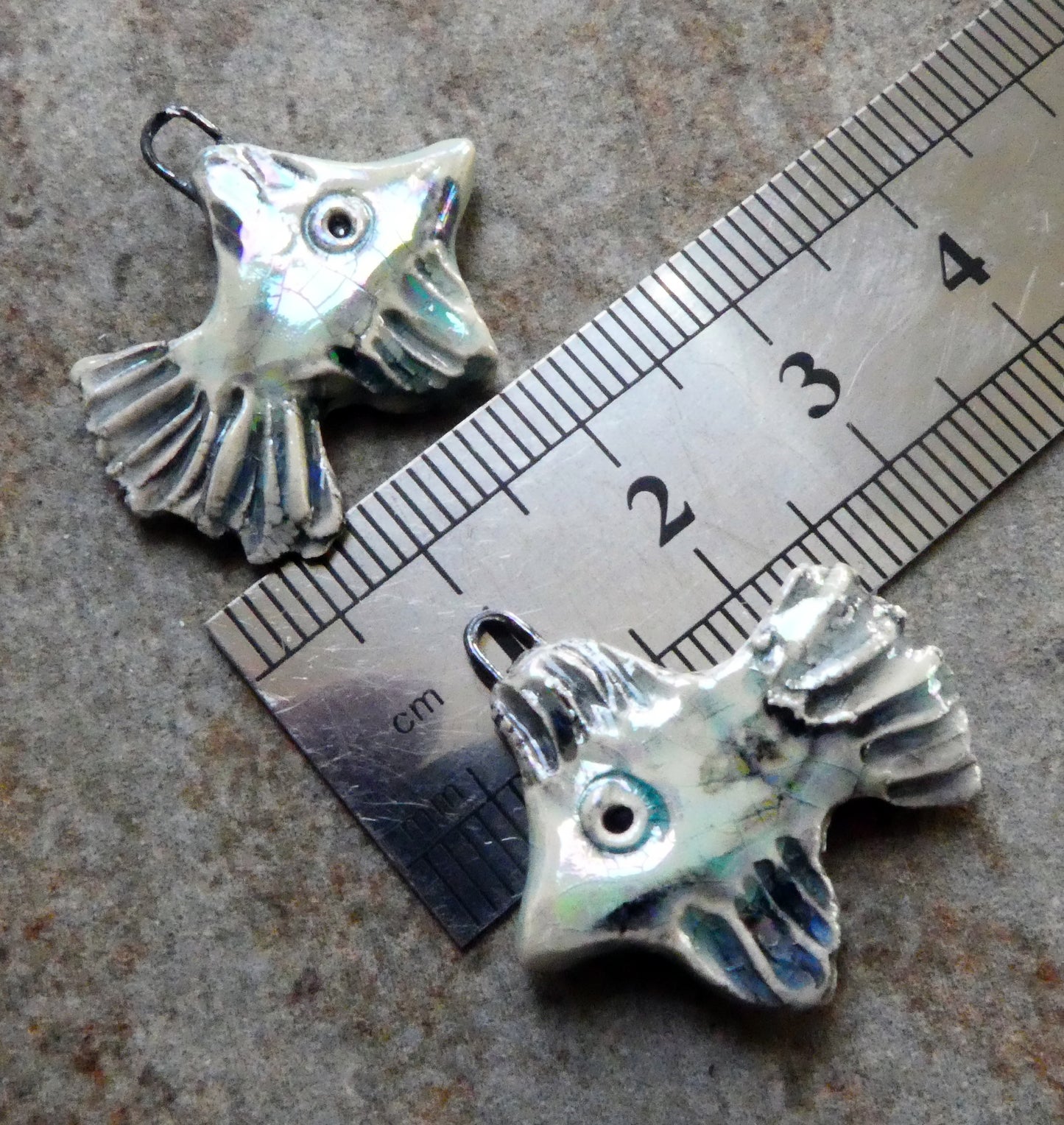 Ceramic Lustrous Ray Fish Earring Charms - China Sea