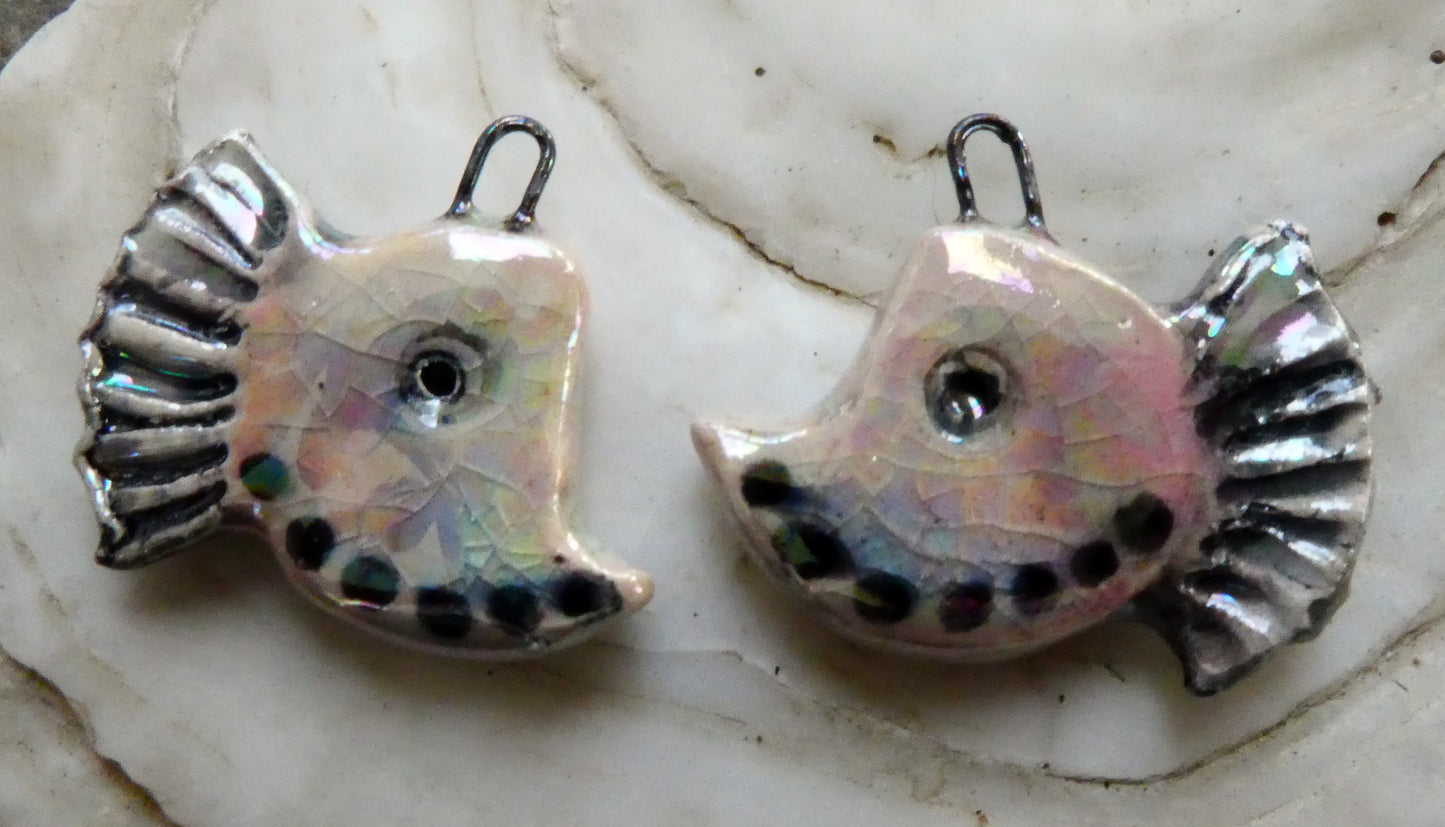 Ceramic Lustrous Curly Nose Fish Earring Charms - Orchid