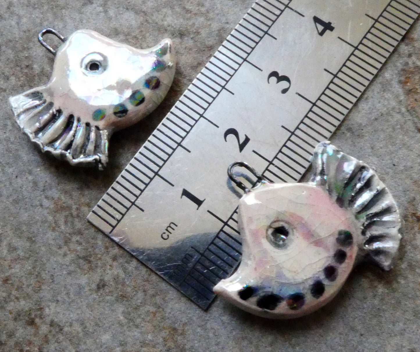 Ceramic Lustrous Curly Nose Fish Earring Charms - Orchid