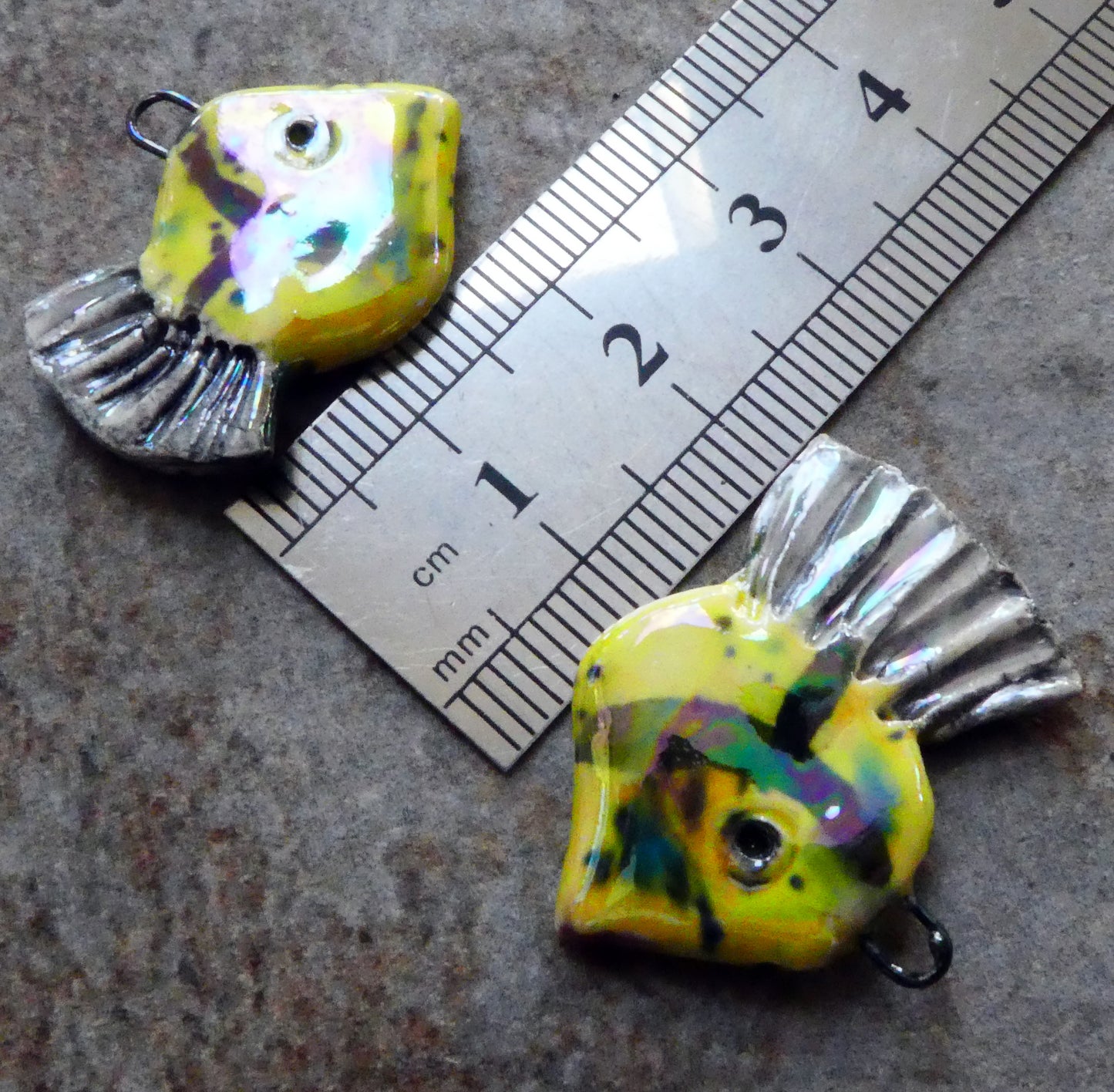 Ceramic Lustrous Fish Earring Charms - Mardi Gras