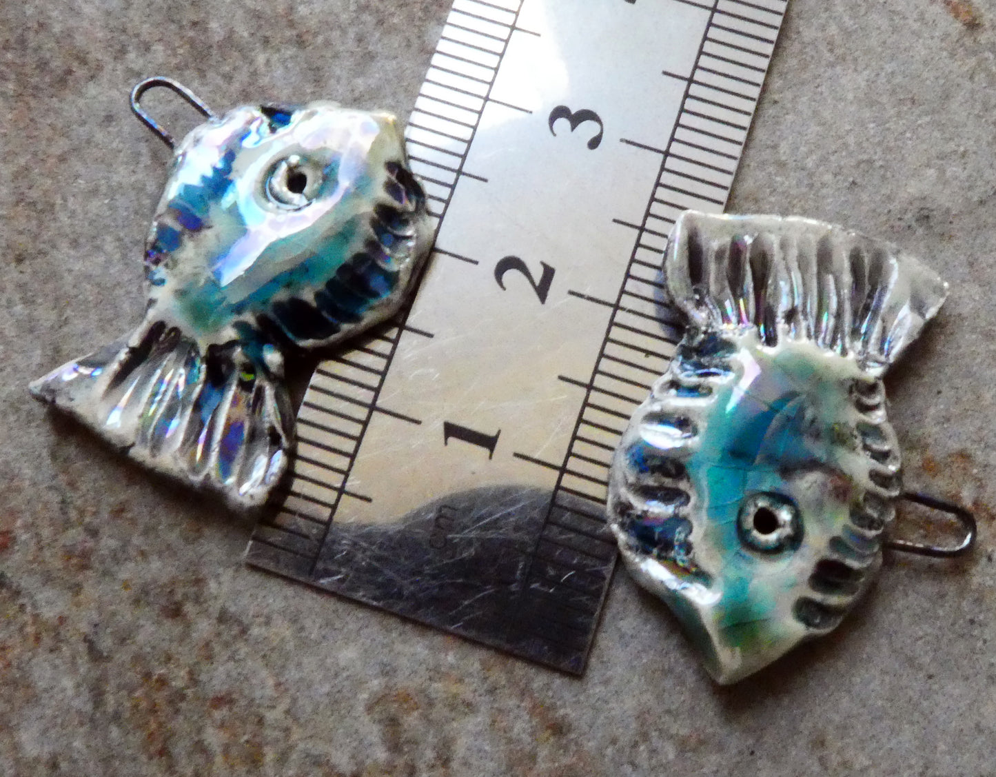 Ceramic Lustrous Anemone Fish Earring Charms - Egyptian Blue