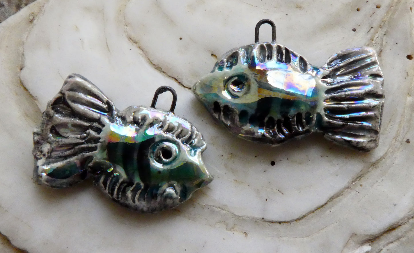 Ceramic Lustrous Anemone Fish Earring Charms - China Sea