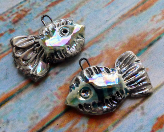 Ceramic Lustrous Anemone Fish Earring Charms - China Sea