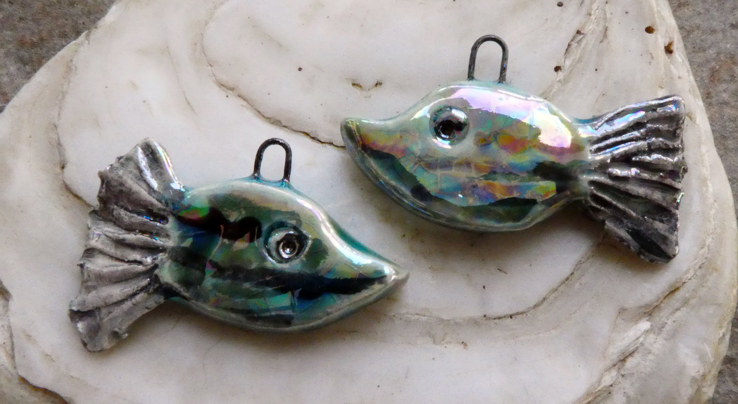 Ceramic Lustrous Long Nose Fish Earring Charms - China Sea