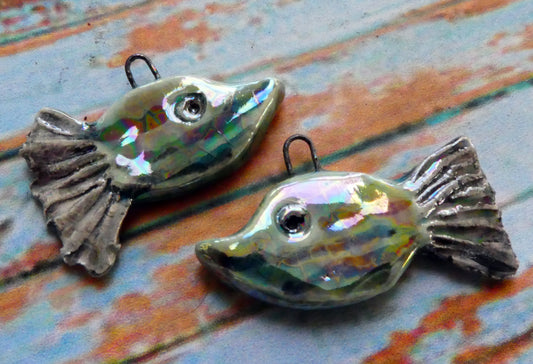 Ceramic Lustrous Long Nose Fish Earring Charms - China Sea