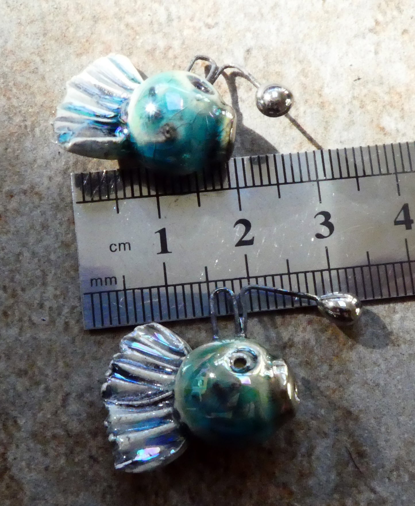 Ceramic Lustrous Angler Fish Earring Charms - China Sea