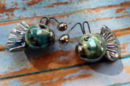 Ceramic Lustrous Angler Fish Earring Charms - China Sea