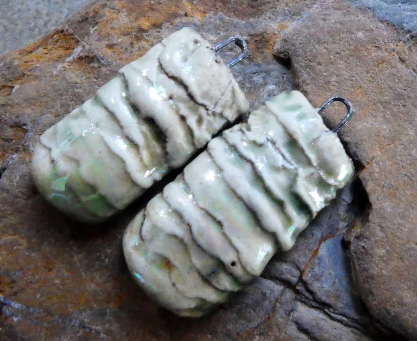 Ceramic Razor Shell Layered Charms - Stone