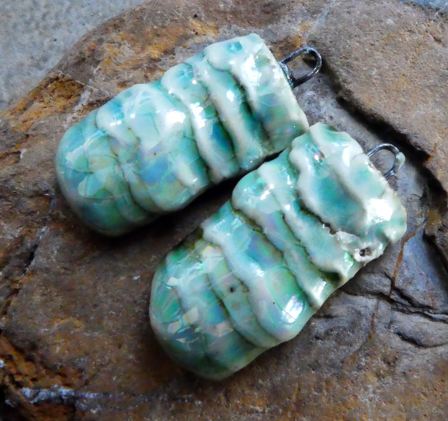 Ceramic Razor Shell Layered Charms - Egyptian Blue