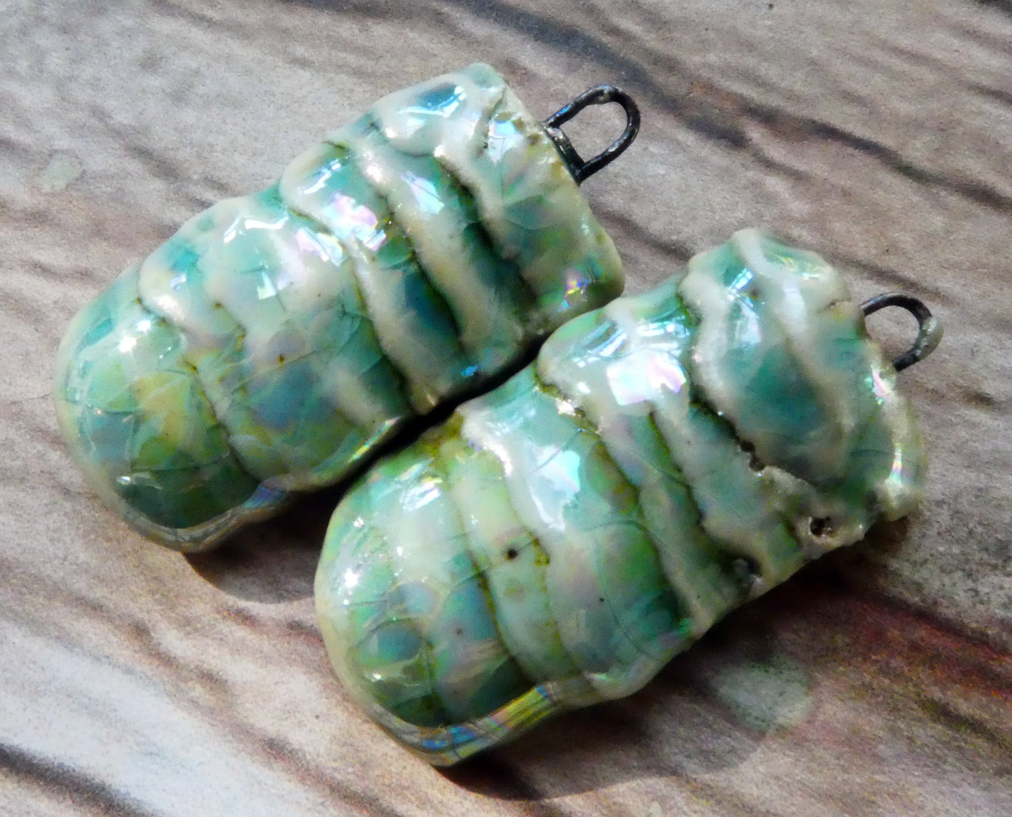 Ceramic Razor Shell Layered Charms - Egyptian Blue