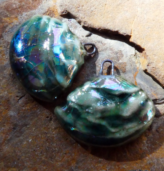 Ceramic Layered Shell Charms -Oriental Blue