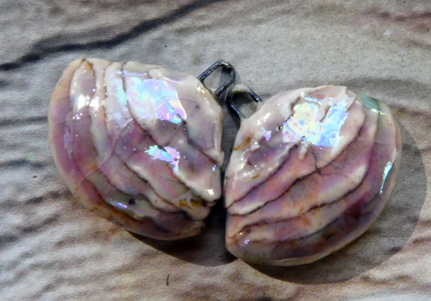 Ceramic Layered Shell Charms -Amethyst